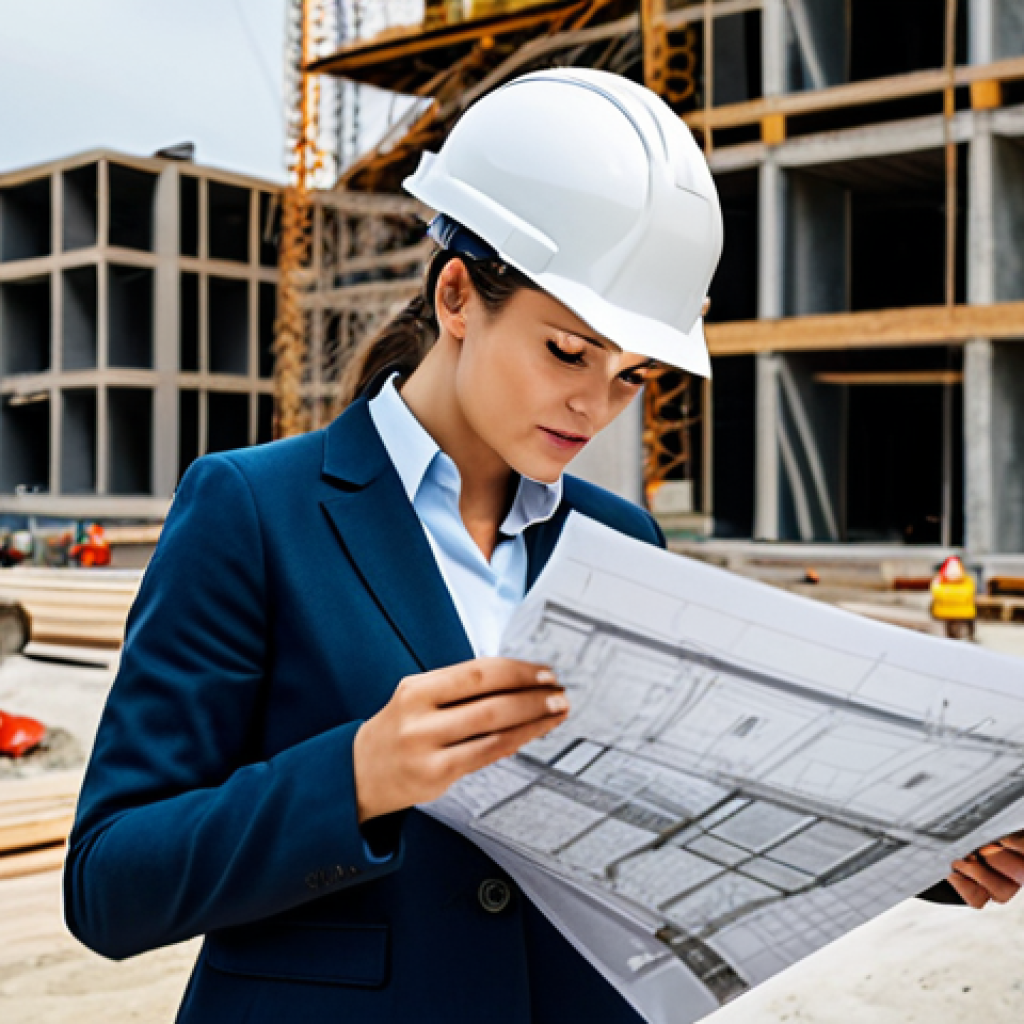 **

"A professional architect, female, wearing a smart business casual outfit, fully clothed, reviewing blueprints on a construction site, hard hat on, appropriate attire, safe for work, perfect anatomy, correct proportions, natural pose, daytime, realistic rendering, professional photography, high quality, modern architecture in the background, family-friendly."

**