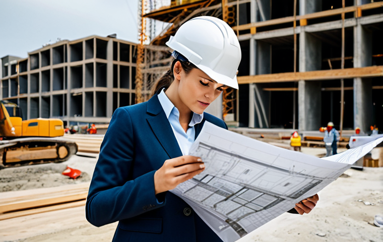 **

"A professional architect, female, wearing a smart business casual outfit, fully clothed, reviewing blueprints on a construction site, hard hat on, appropriate attire, safe for work, perfect anatomy, correct proportions, natural pose, daytime, realistic rendering, professional photography, high quality, modern architecture in the background, family-friendly."

**