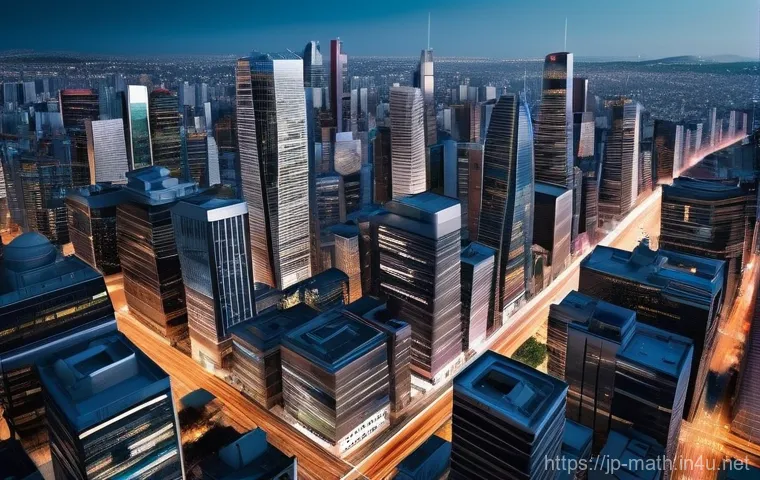 베르누이 수와 스털링 수 - **Prompt: The Unseen Algorithms of the City**
A wide-angle, futuristic cityscape at dusk, bathed...