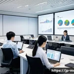 통계적 가설검정 방법 - A modern Japanese office setting with a diverse group of young professionals engaged in a statistica...